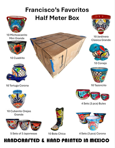 Half-Meter Box of Authentic Mexican Talavera Planters (Francisco's Favorites) – Assorted Decorative Garden Pots
